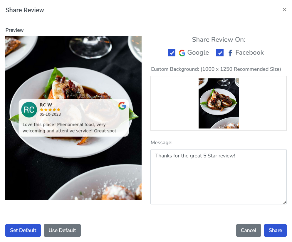 Easily Share Reviews on Social Media